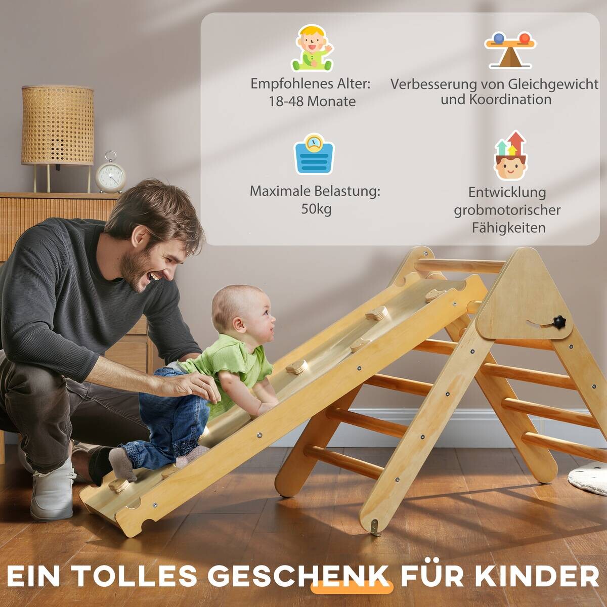 AIYAPLAY Klettergerüst natur B/H/L: ca. 64,5x63x147 cm