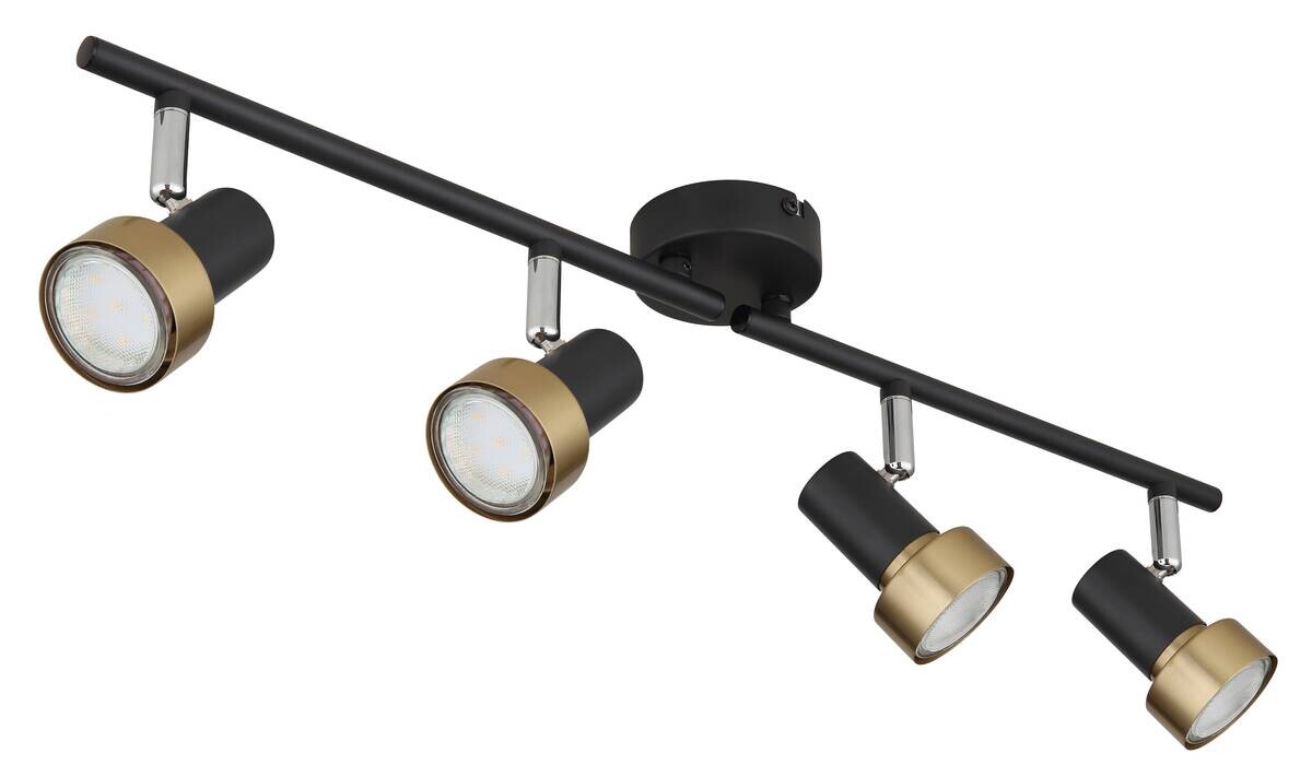 GLOBO Spot mattschwarz Chrom altgold Metall B/H/T: ca. 60x13,5x8,5 cm GU10 4 Brennstellen