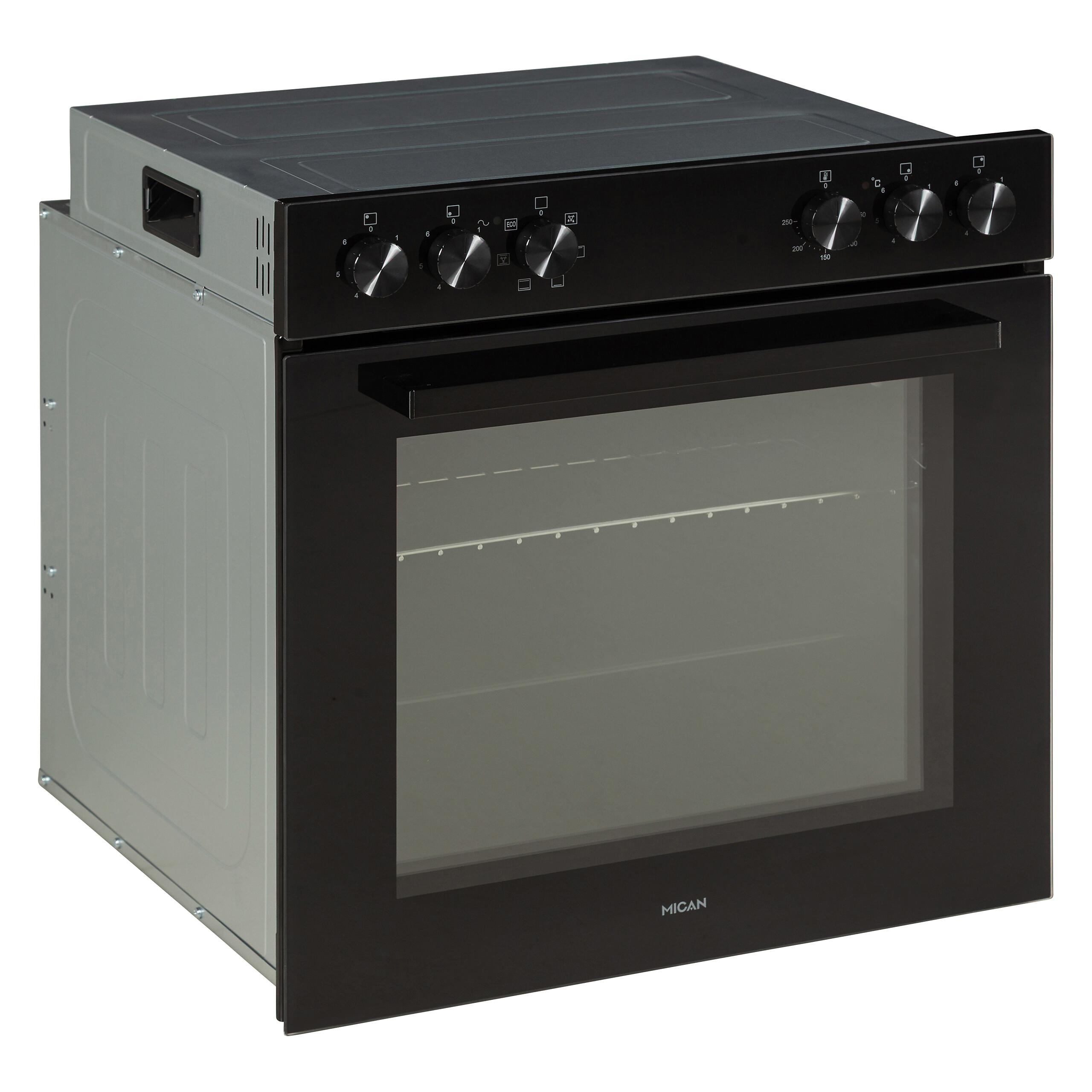 Mican Einbauherdset HSU73S schwarz Edelstahl B/H/T: ca. 59,5x59,5x57,5 cm