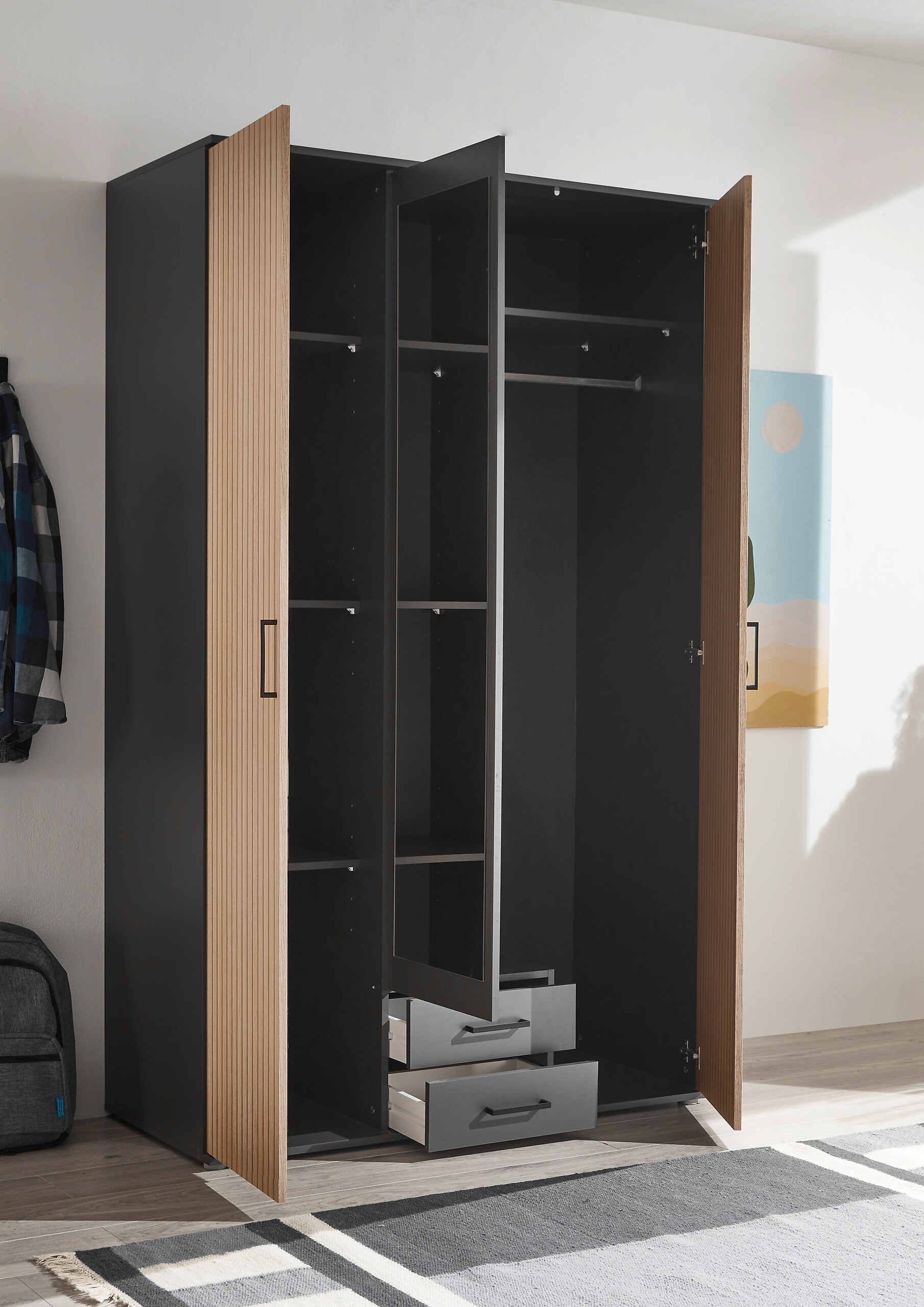 Kleiderschrank Laurie Graphit B/H/T: ca. 120x196x54 cm Kleiderschrank Laurie Graphit B/H/T: ca. 120x196x54 cm