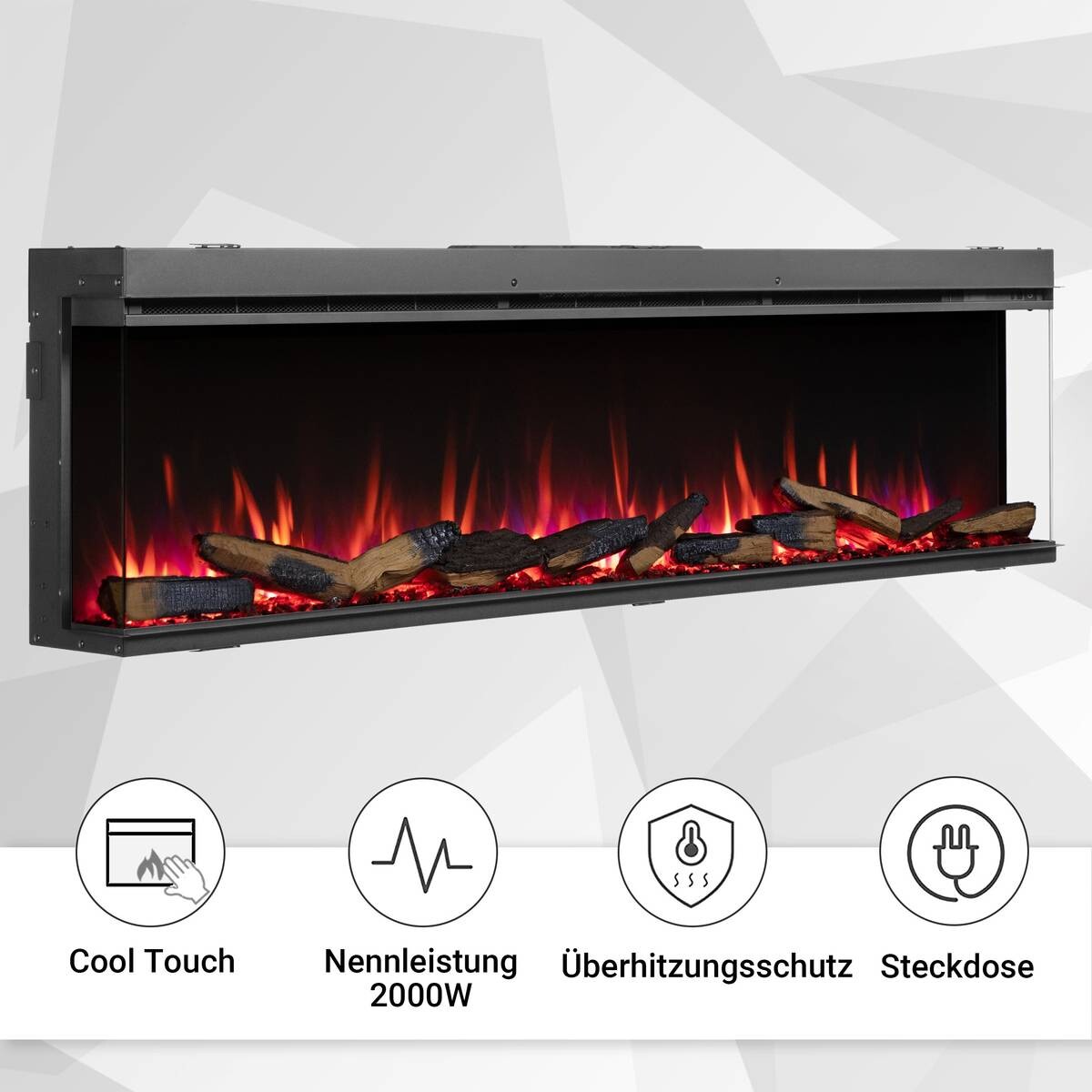 Balderia Elektrischer-Kamin B/H/T/L: ca. 182,8x49,5x21x182,8 cm