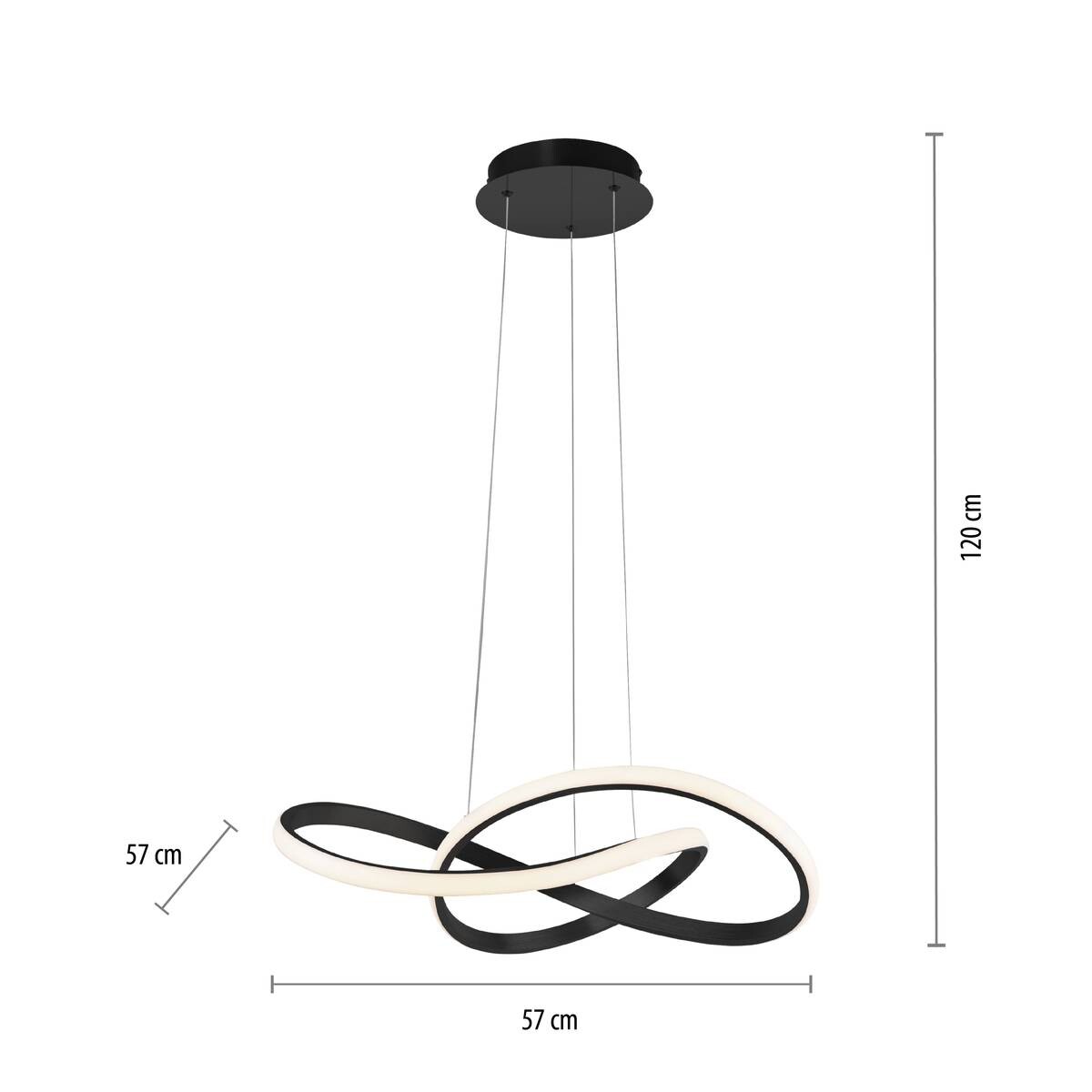 Just Light LED-Pendelleuchte MARIA 15402-18 schwarz Aluminium Gummi H/D: ca. 120x57 cm 1.0 Brennstellen