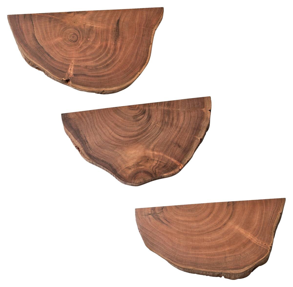 Wandregal 3er.-Set. Akazie Nachbildung B/H/T: ca. 47x4x25 cm