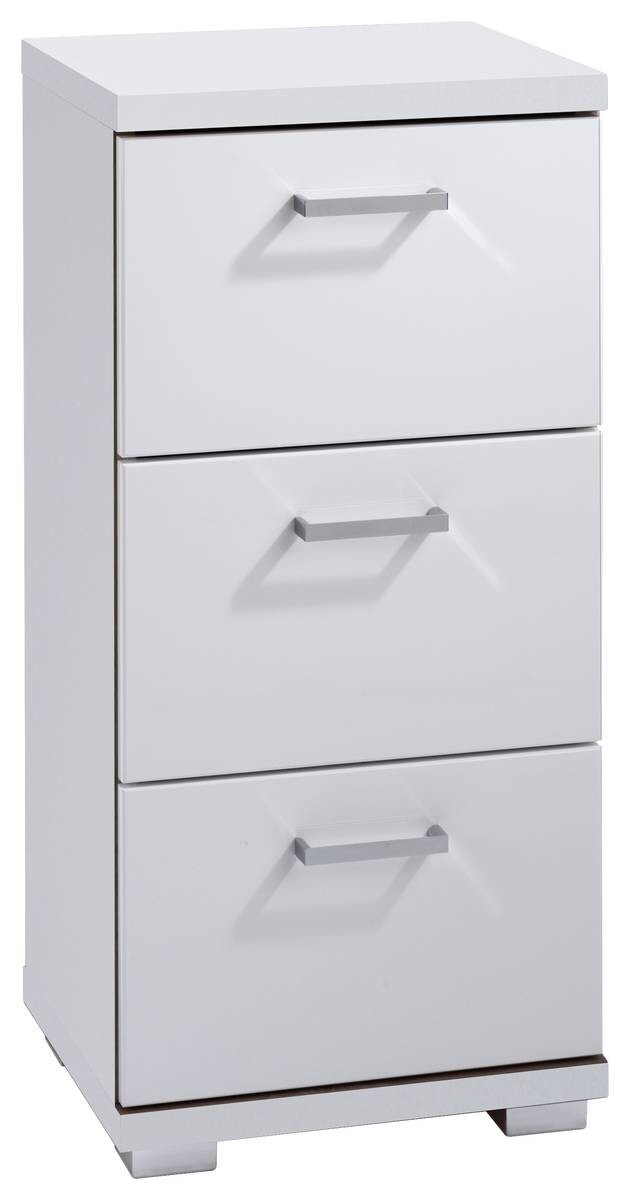 Schrank NEBRASKA weiß weiß Lack Hochglanz silber verchromt B/H/T: ca. 35,5x74x31,5 cm