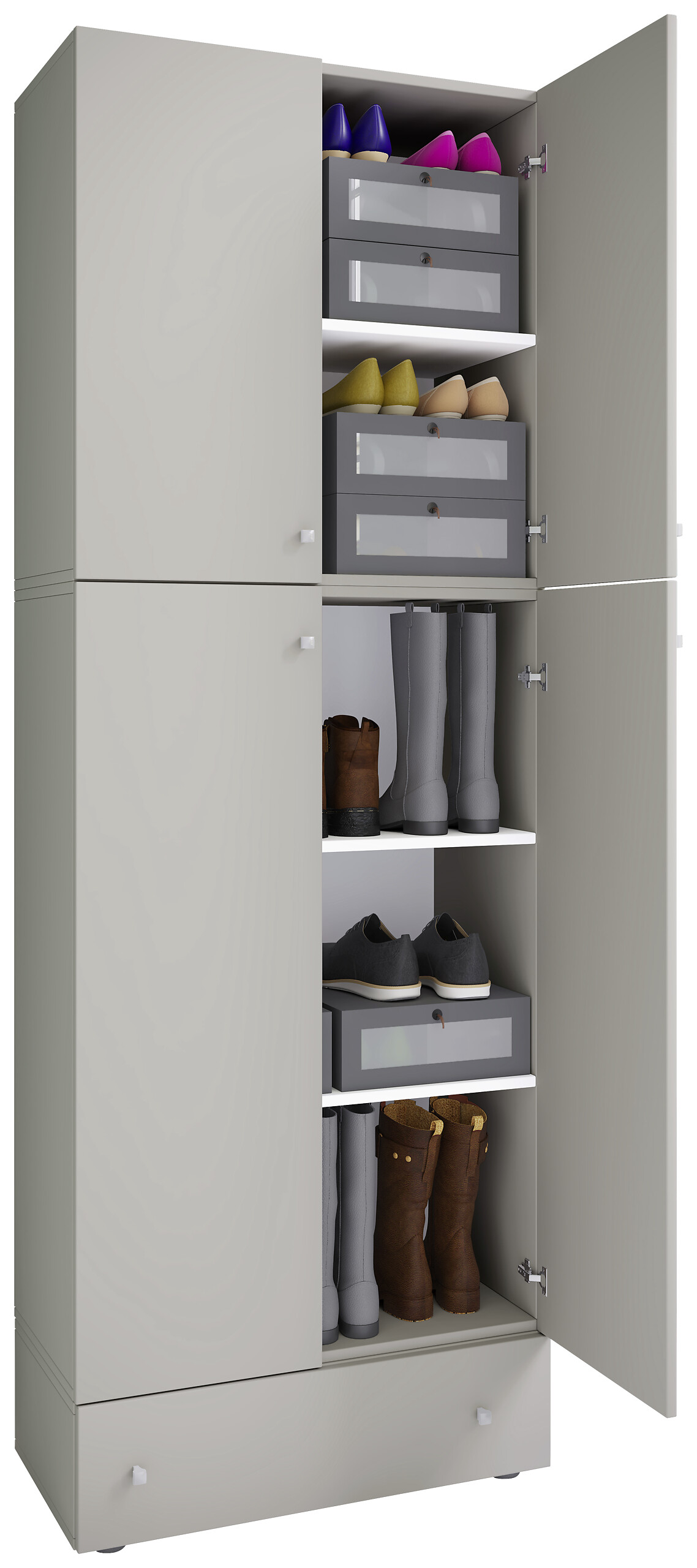 Schuhschrank Lona grau weiß B/H/T: ca. 70x200x39 cm