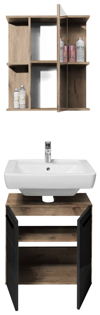 Spiegelschrank Vista Oak Eiche Viking Nachbildung schwarz matt B/H/T: ca. 60x71x20 cm