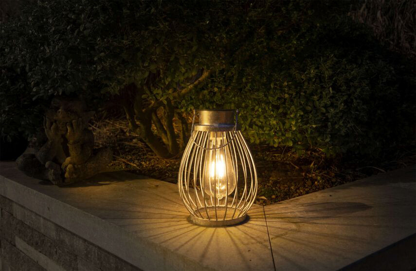 LED Deko-Solarleuchte NV5249859 silber Eisen Glas B/H/T: ca. 16x22x16 cm