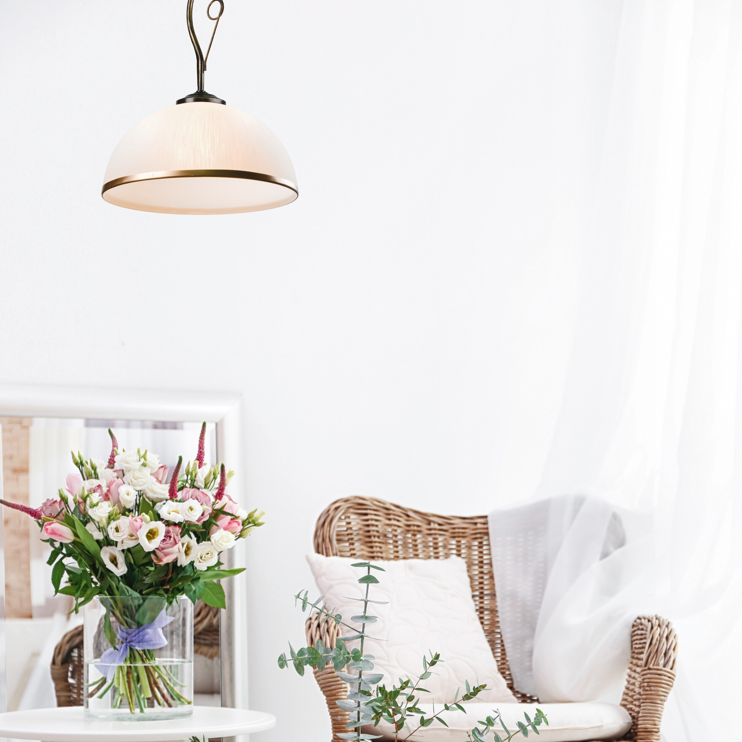 Lamkur Deckenleuchte Retro schwarz Glas Stahl B/H/L: ca. 32,5x45x32,5 cm E27 1 Brennstellen