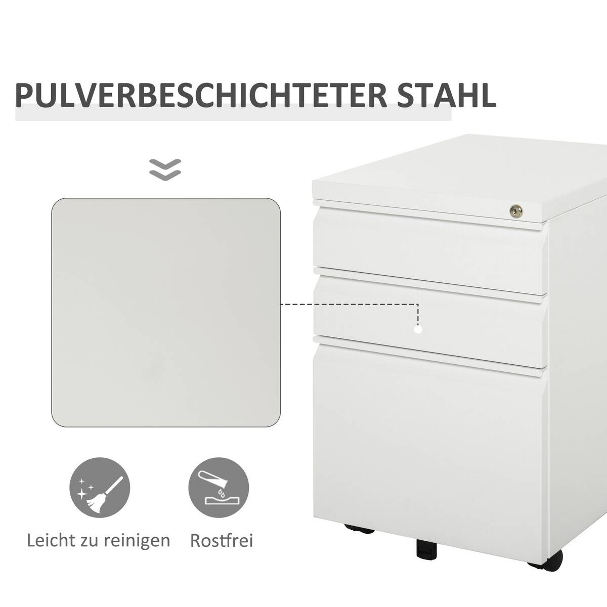 Rollcontainer 924-024WT weiß B/H/T: ca. 39x60x48 cm