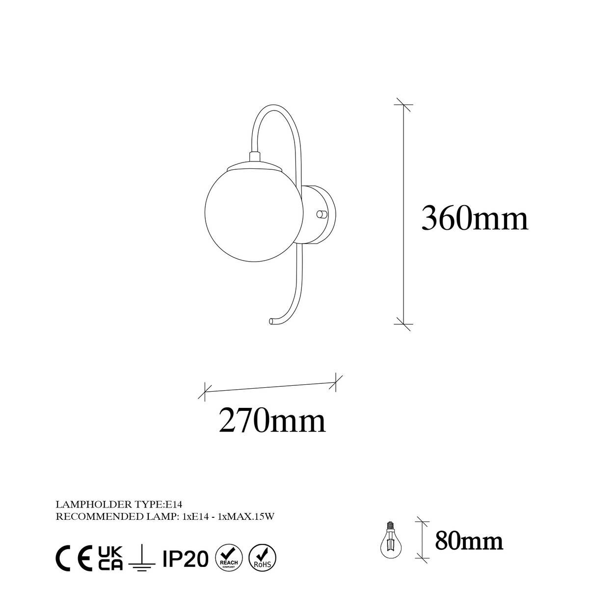 Opviq Wandleuchte Jewel gold Glas Metall B/H/T/L/D: ca. 27x36x27x15x15 cm E14 1 Brennstellen