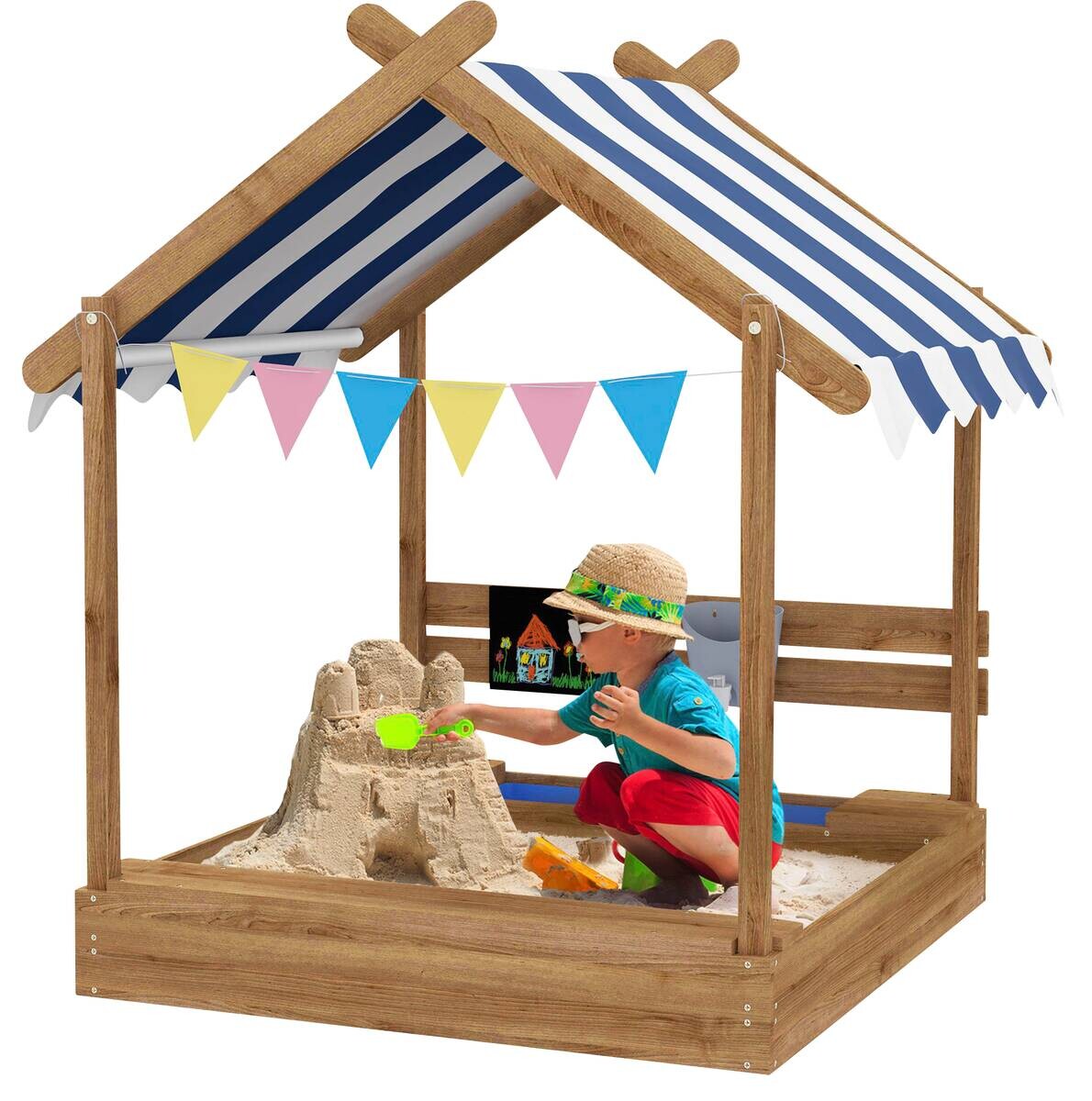 Outsunny Sandkasten braun