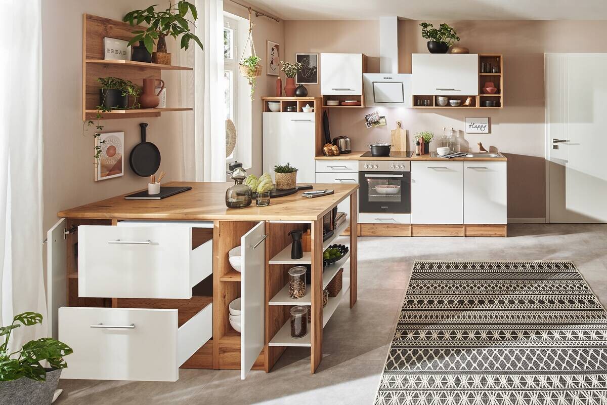 Respekta Inselküche Hilde weiß matt B/H/T: ca. 280x205x60 cm