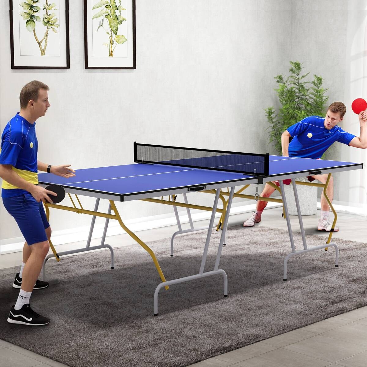 SPORTNOW Tischtennisplatte blau Stahl B/H/L: ca. 152,5x76x274 cm