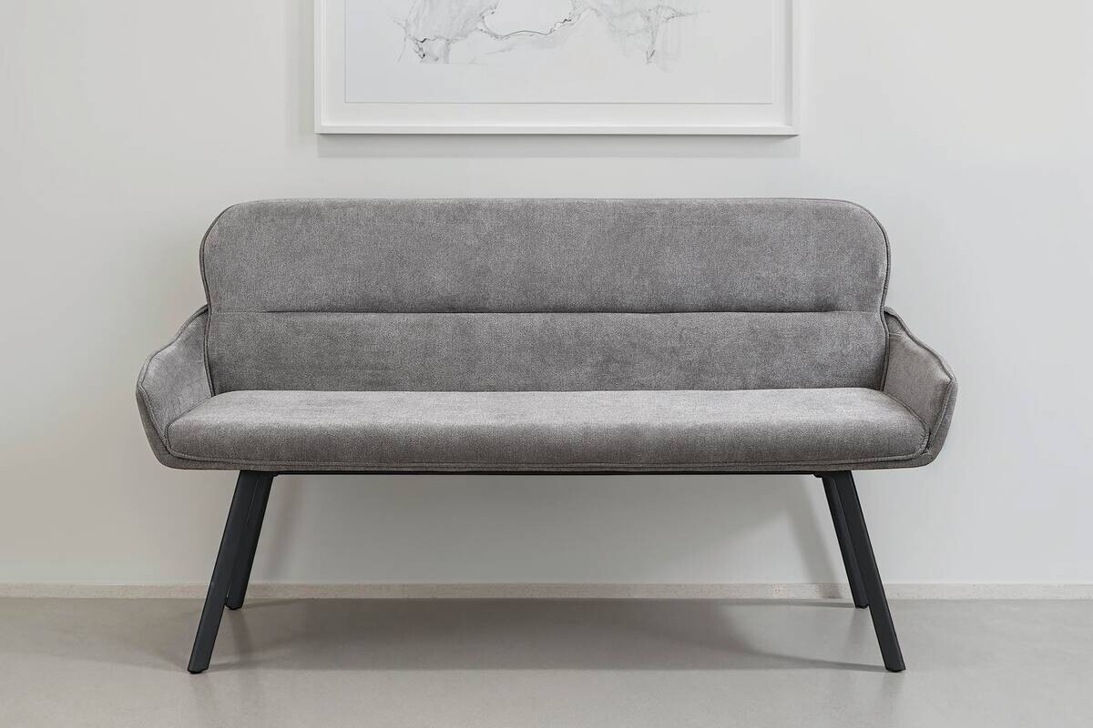 Sitzbank RICO schwarz grau Stoff Metall B/H/T: ca. 140x90x62 cm