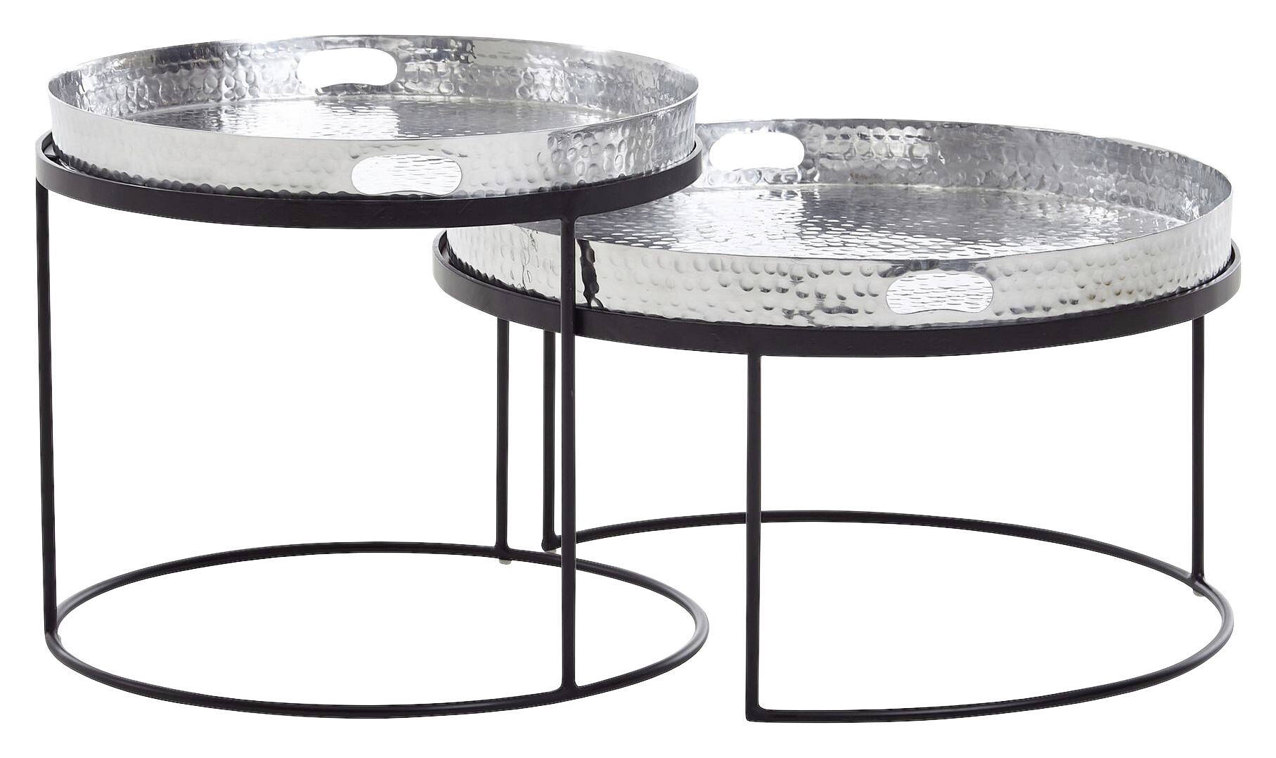 Wohnling Couchtisch 2er-Set. silber B/H/T: ca. 56x33x56 cm
