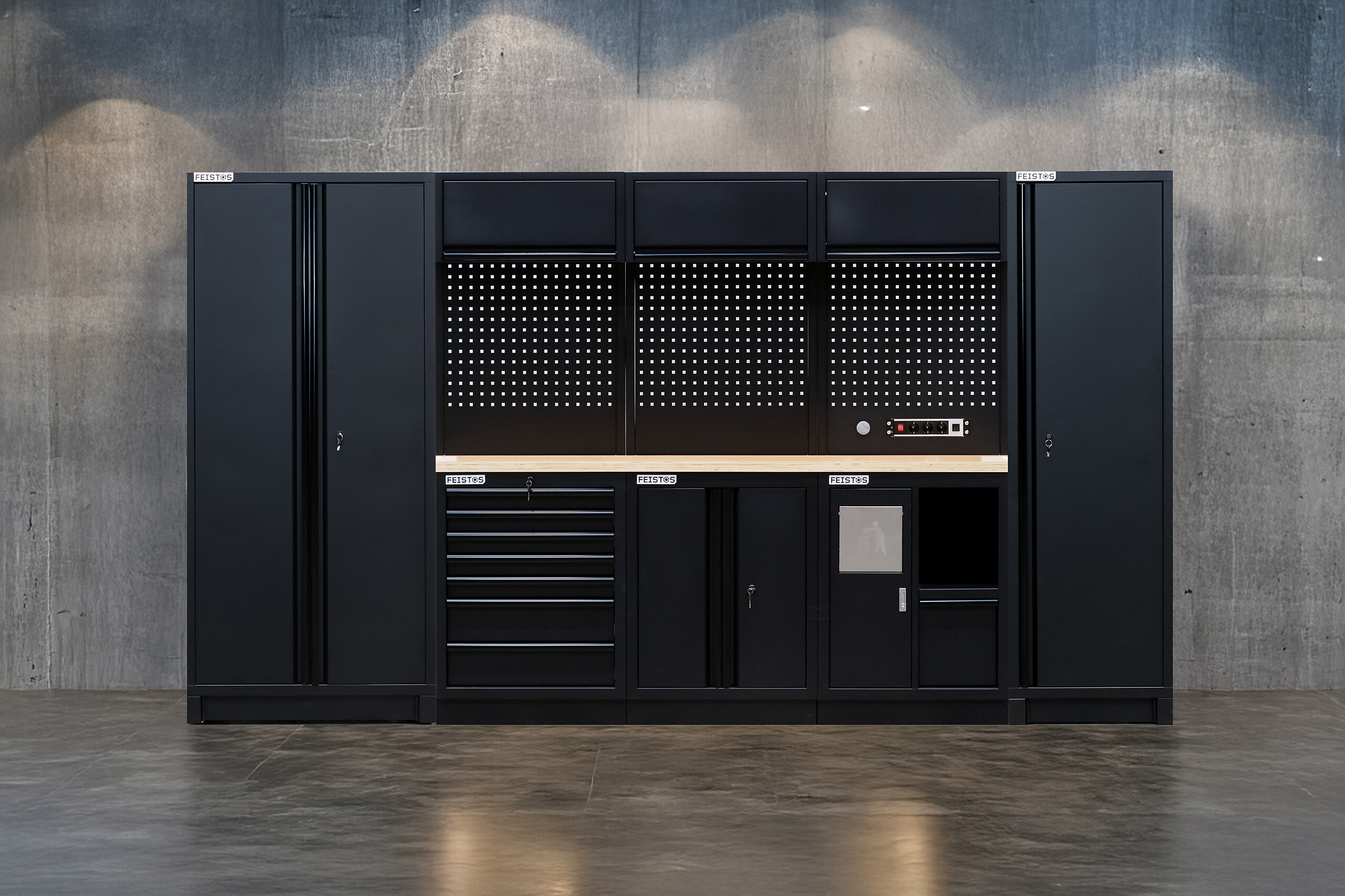 Werkstatteinrichtung EOS Blackline schwarz B/H/L: ca. 356x200x61 cm