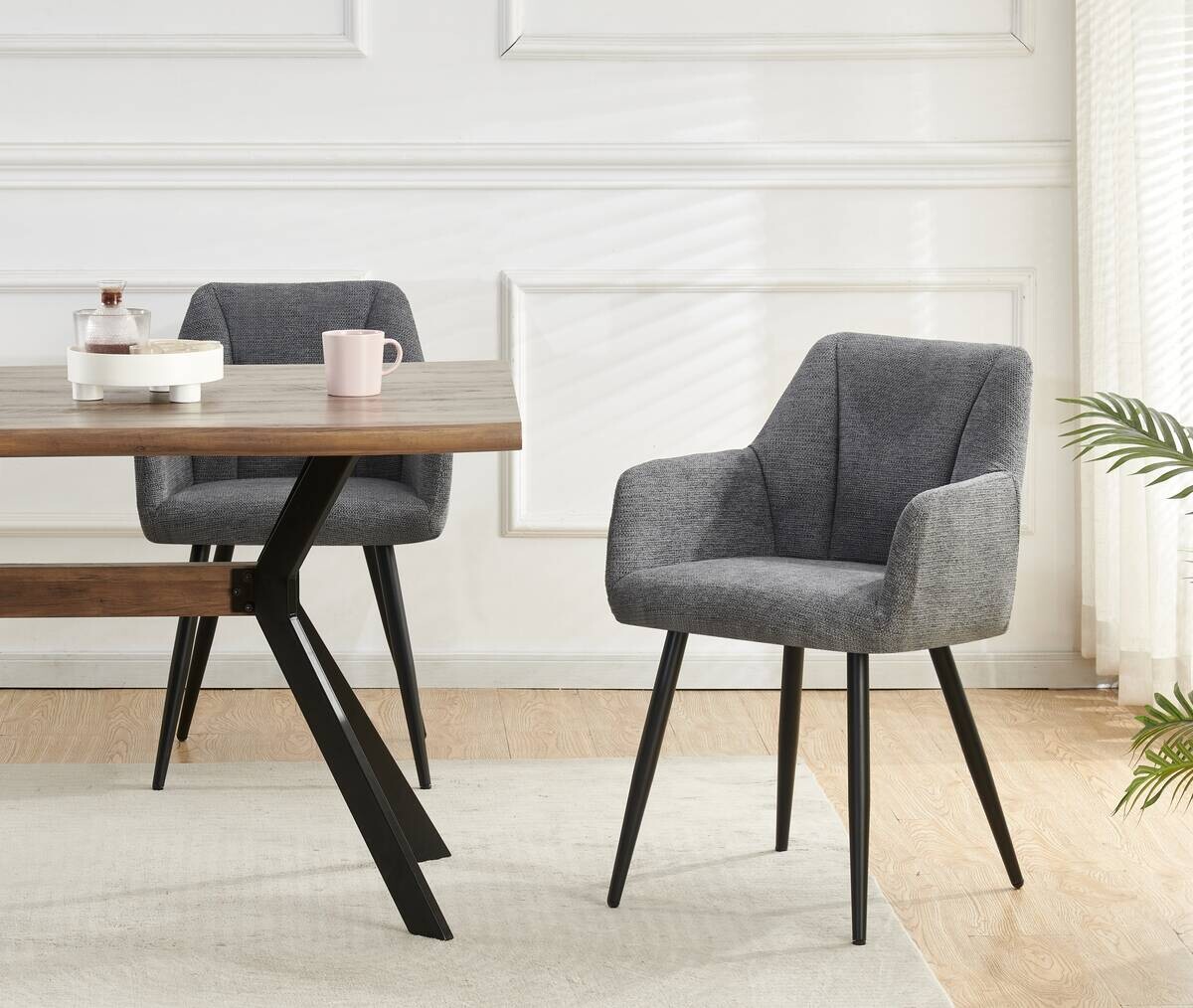 Stuhl BELLA, 2er Set anthrazit Stoff B/H/T: ca. 55x82x62 cm