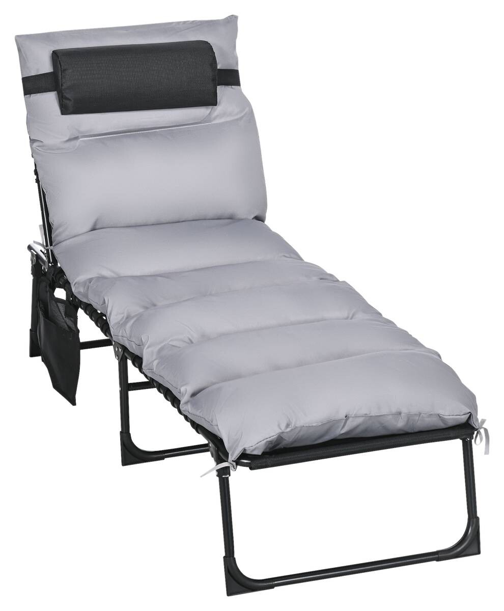 Outsunny Sonnenliege hellgrau Stahl B/H/L: ca. 189x32,5x58 cm