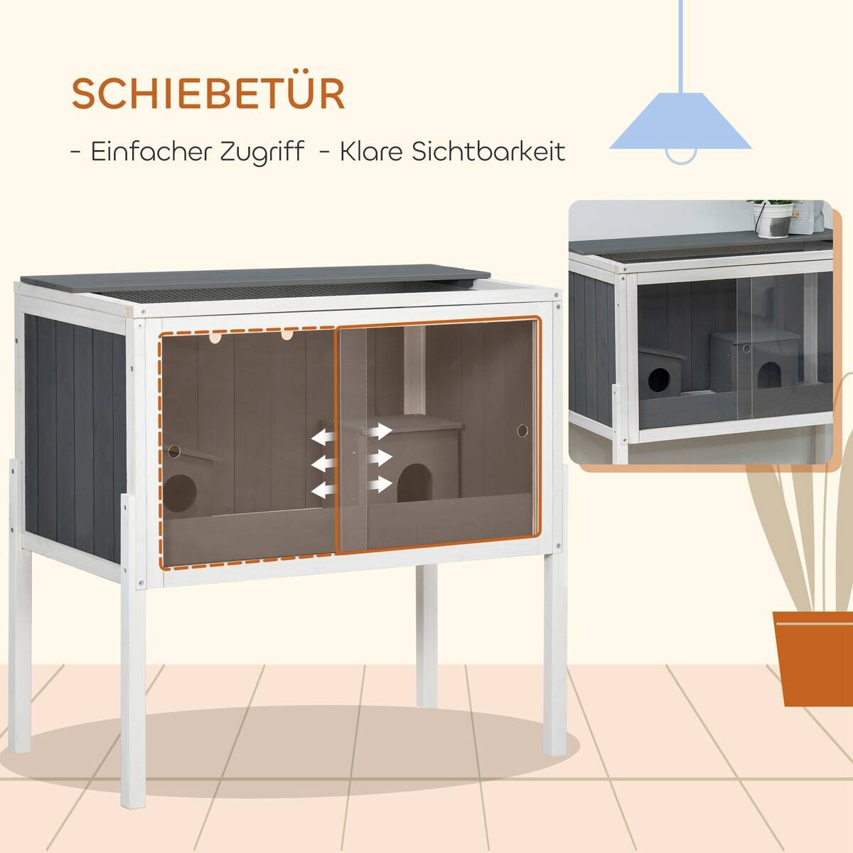 PawHut Zwerghamster-Käfig dunkelgrau Holz B/H/L: ca. 45x81x82 cm