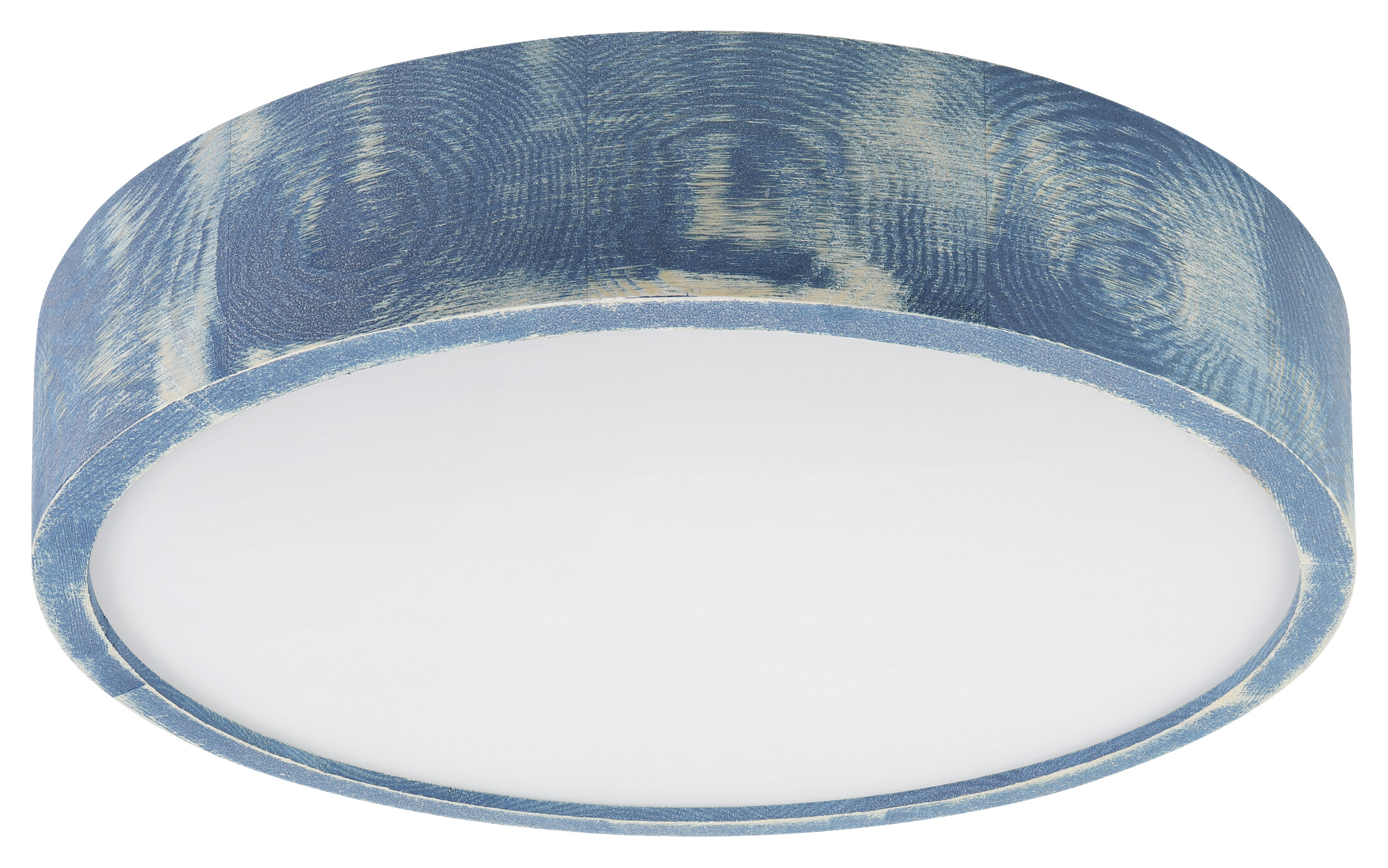 Lamkur Deckenleuchte blau hellbraun Glas Holz B/H/L: ca. 38x38x10 cm 2 Brennstellen