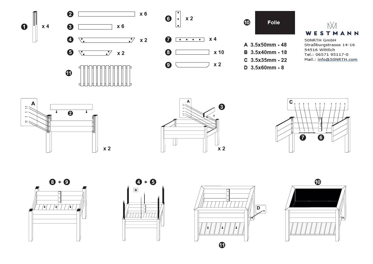Westmann Stelzenhochbeet natur Holz B/H/T: ca. 120x75x65 cm