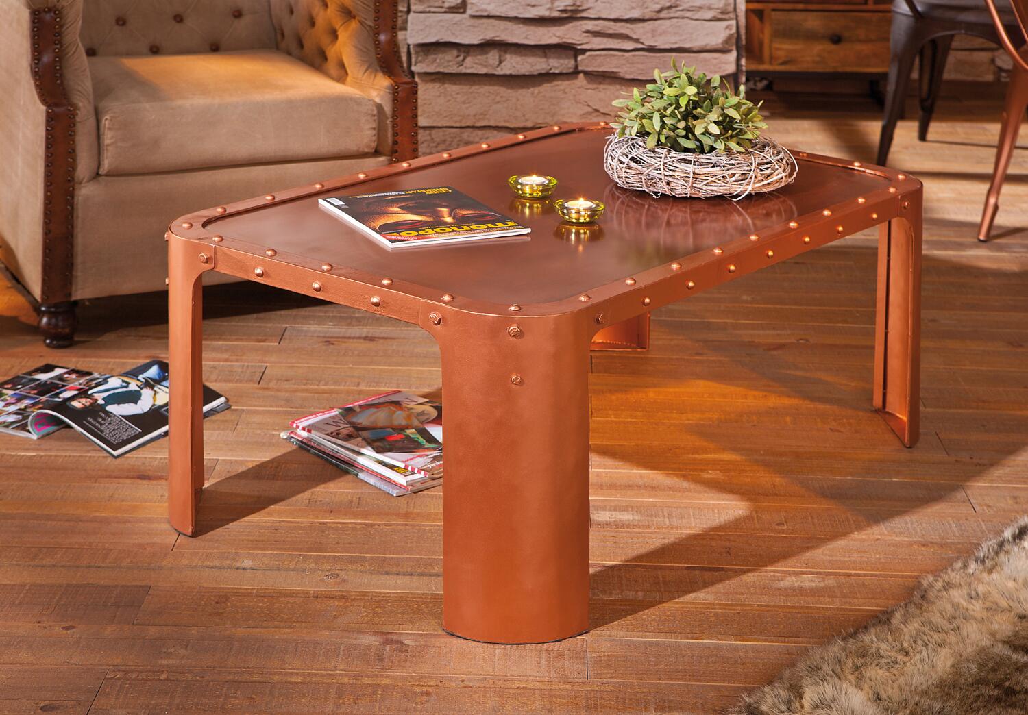 Inter Link Couchtisch Gormur Kupfer Metall B/H/T: ca. 110x45x70 cm