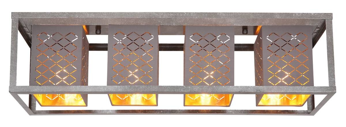 GLOBO Deckenleuchte THOMAS 15498-4D silber grau gold Metall Textil B/H/T: ca. 75x22,5x20 cm