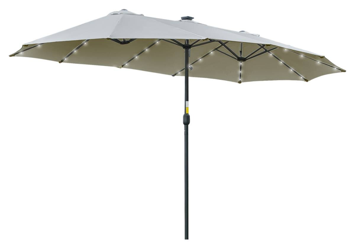 Outsunny Sonnenschirm mit Solar-LED-Leuchte bunt Metall B/H/L: ca. 265x240x450 cm