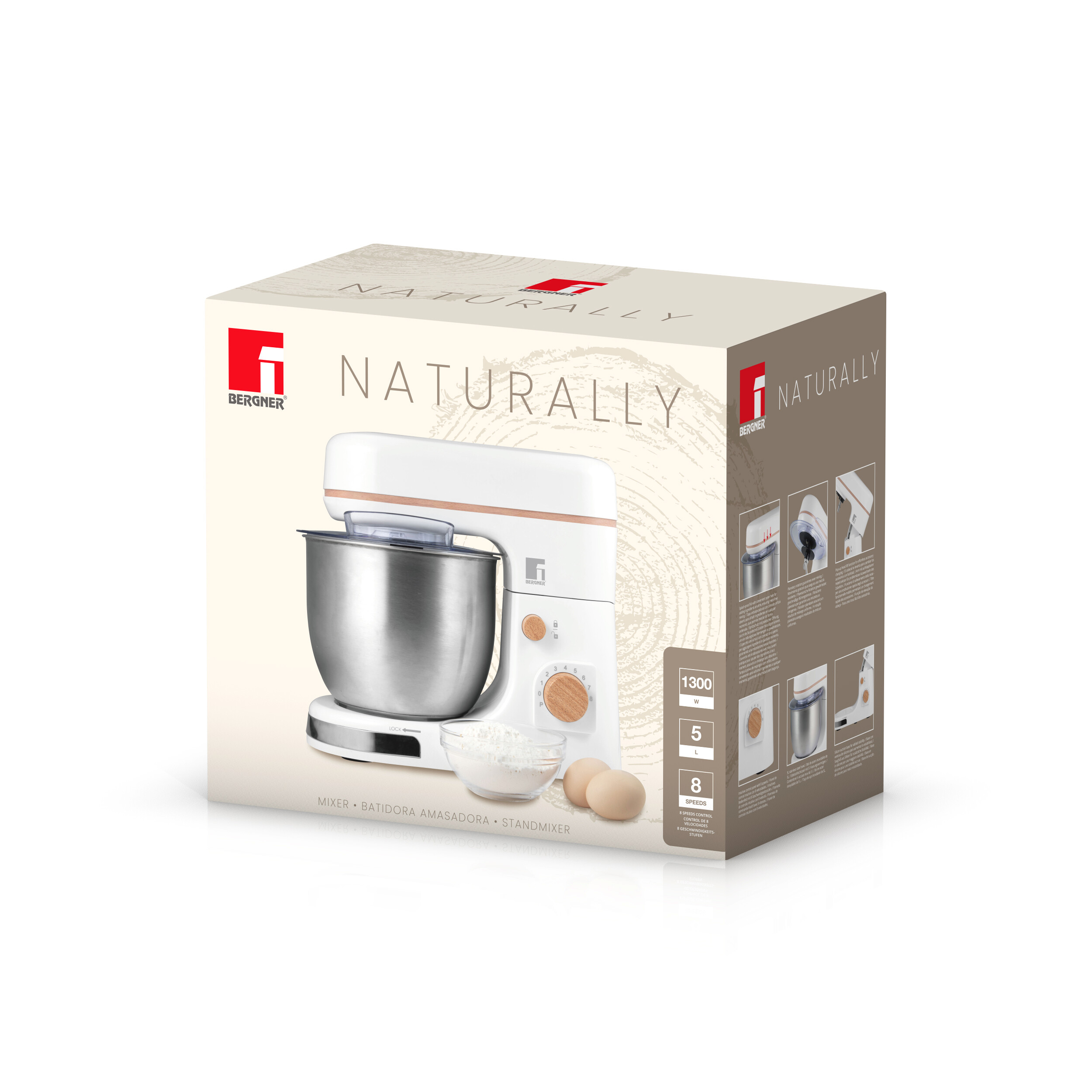 BERGNER Mundmischer weiß silber Alu Edelstahl B/H/L: ca. 23x34,5x38,5 cm