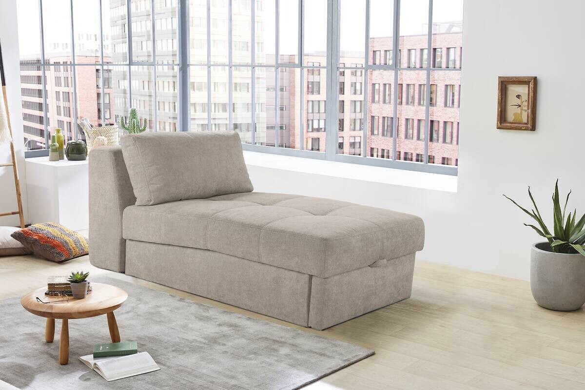 Recamiere beige Microfaser B/H/T: ca. 93x205x78 cm