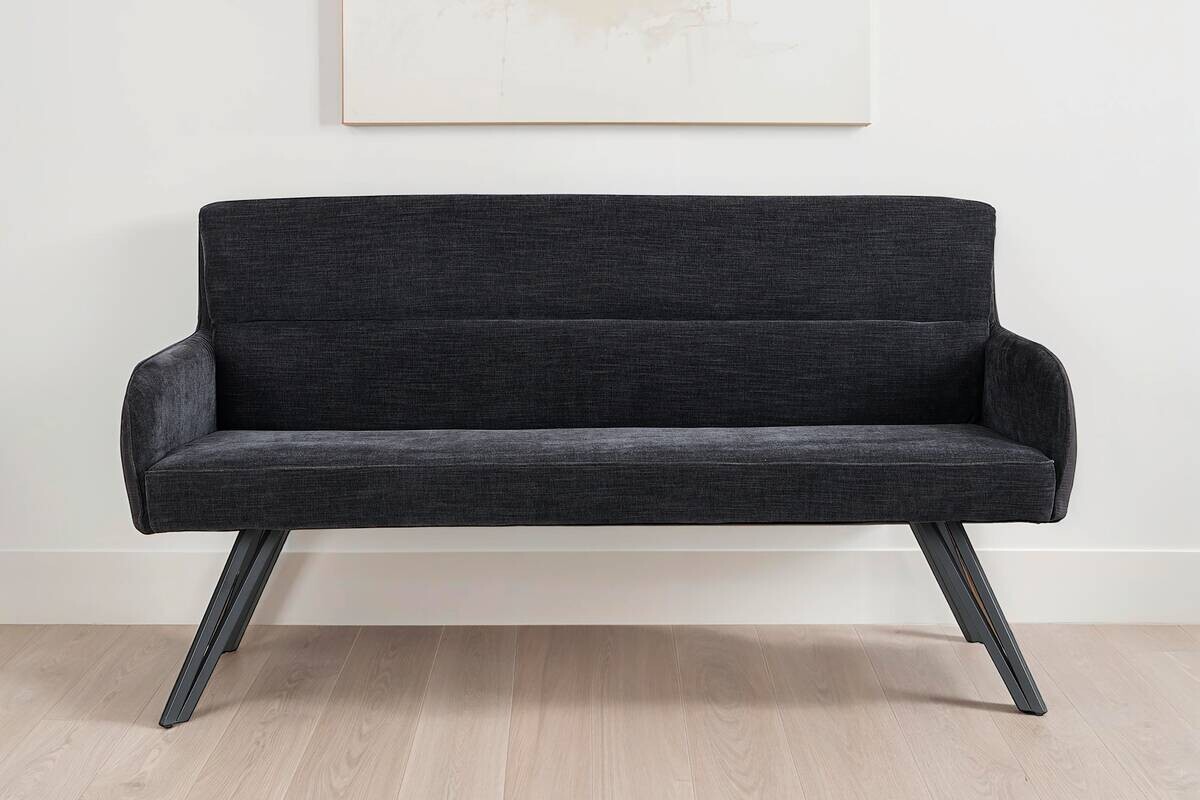 Sitzbank TINO schwarz Metall Microfaser B/H/T: ca. 160x94x67 cm