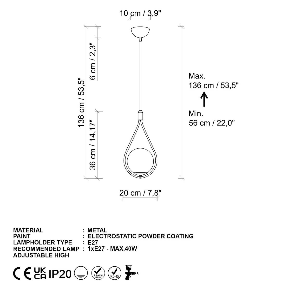 Opviq Pendelleuchte Mudon gold Glas B/H/T/L/D: ca. 15x136x15x15x15 cm E27 1 Brennstellen