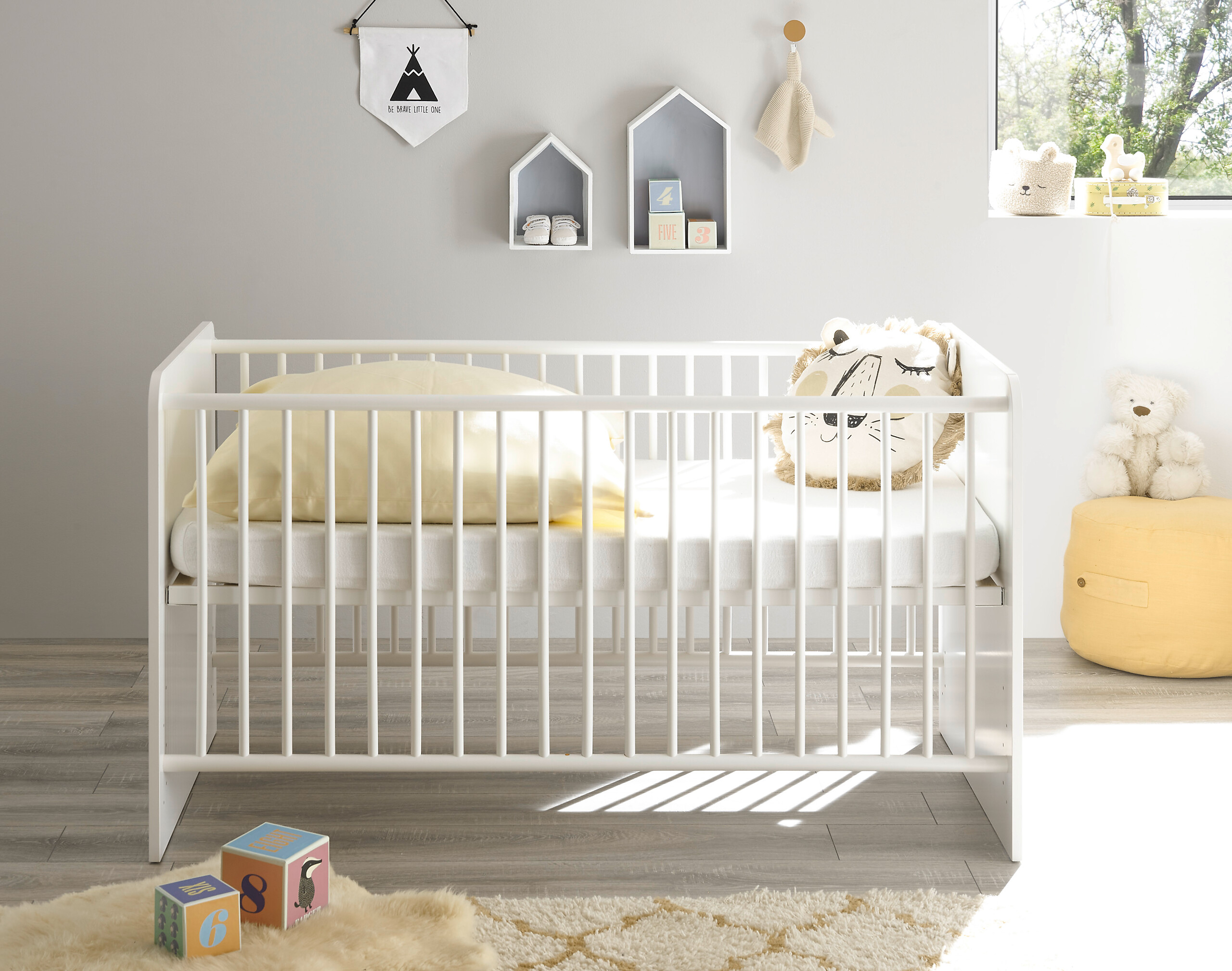 Babybett Alex weiß Graphit Liegefläche B/L: ca. 70x140 cm