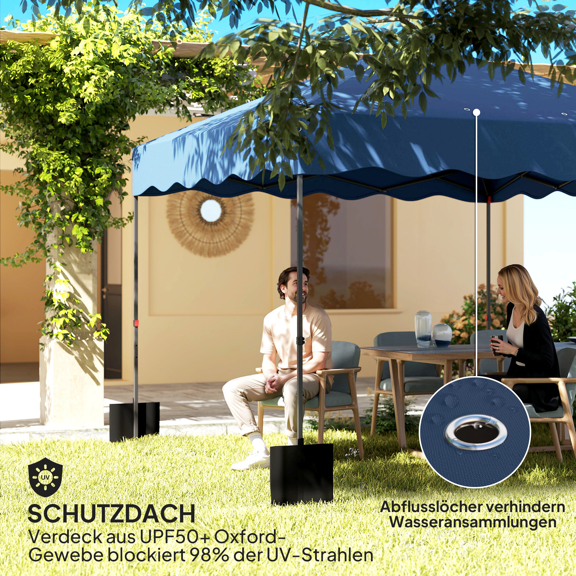 Outsunny Pavillon blau Metall B/H/L: ca. 297x287x297 cm
