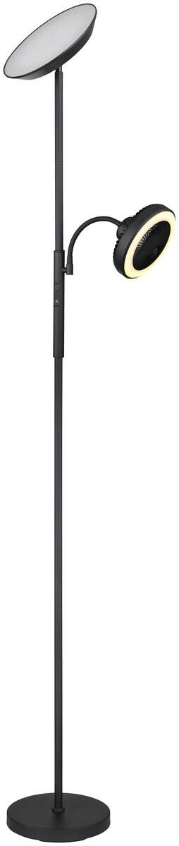 GLOBO Deckenfluter mattschwarz Chrom Metall Kunststoff B/H/T: ca. 25x178x33,7 cm