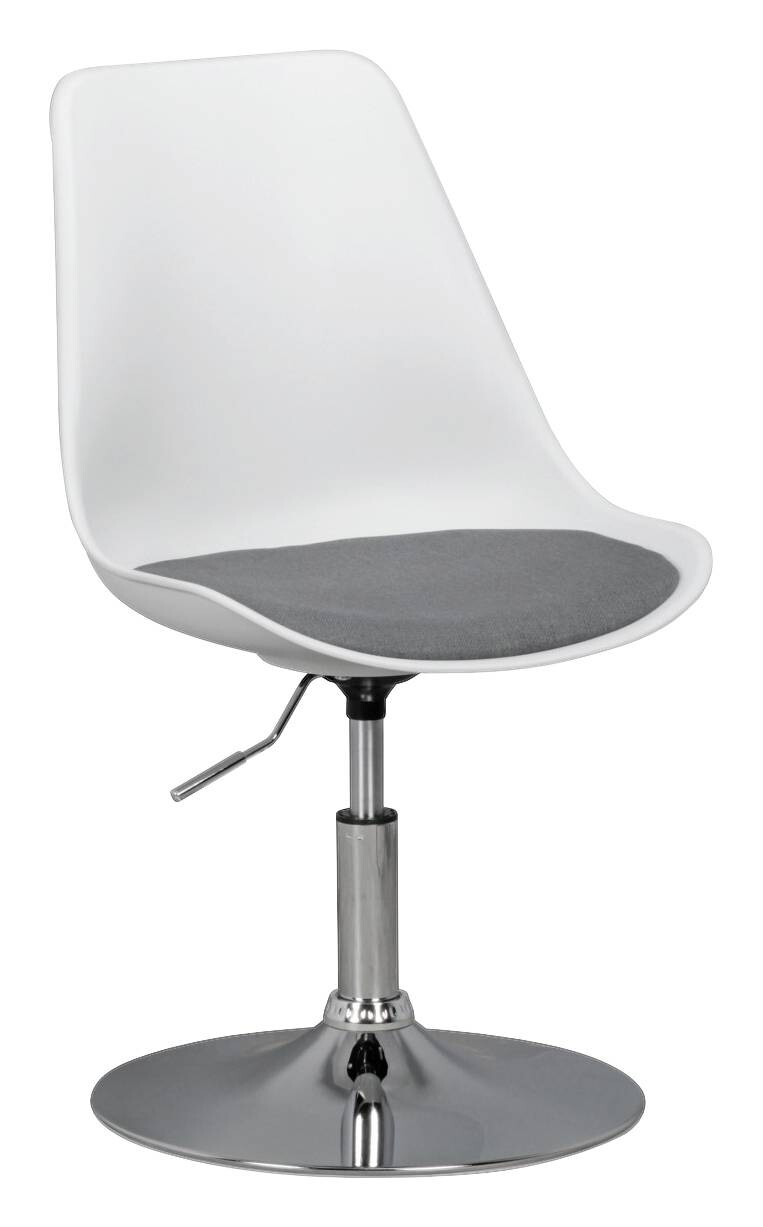 Drehstuhl weiß grau Chrom Kunststoff Stoff Metall