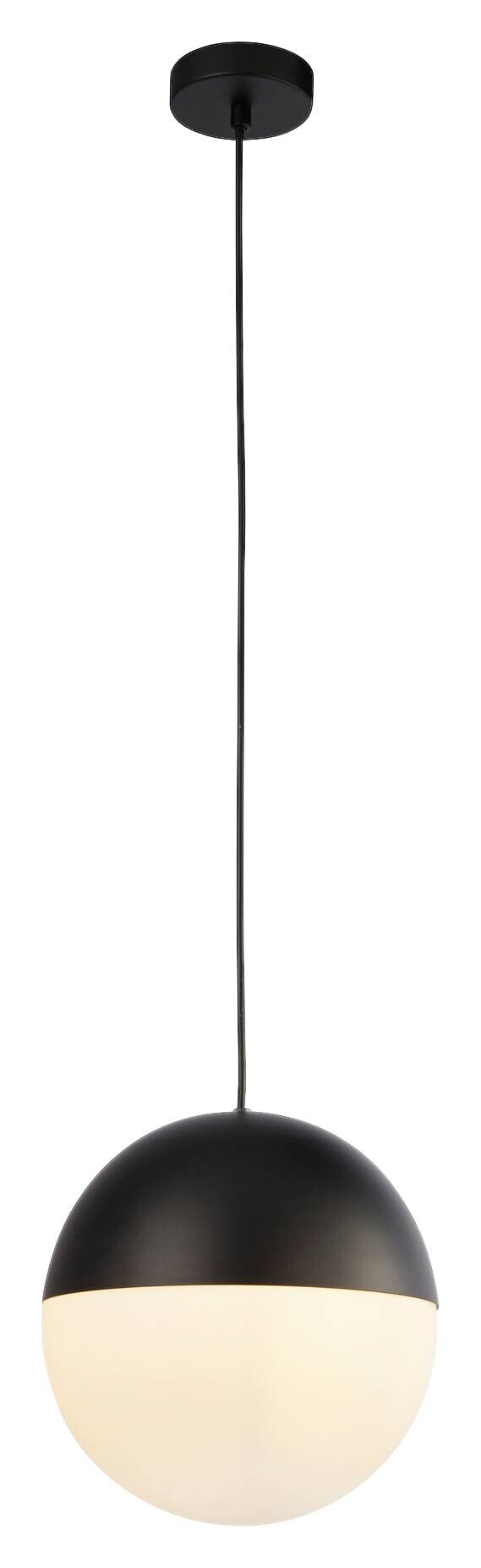 Searchlight Pendelleuchte Endor Opal schwarz Stahl Glas B/H/L/D: ca. 25x150x25x25 cm E27 1 Brennstellen