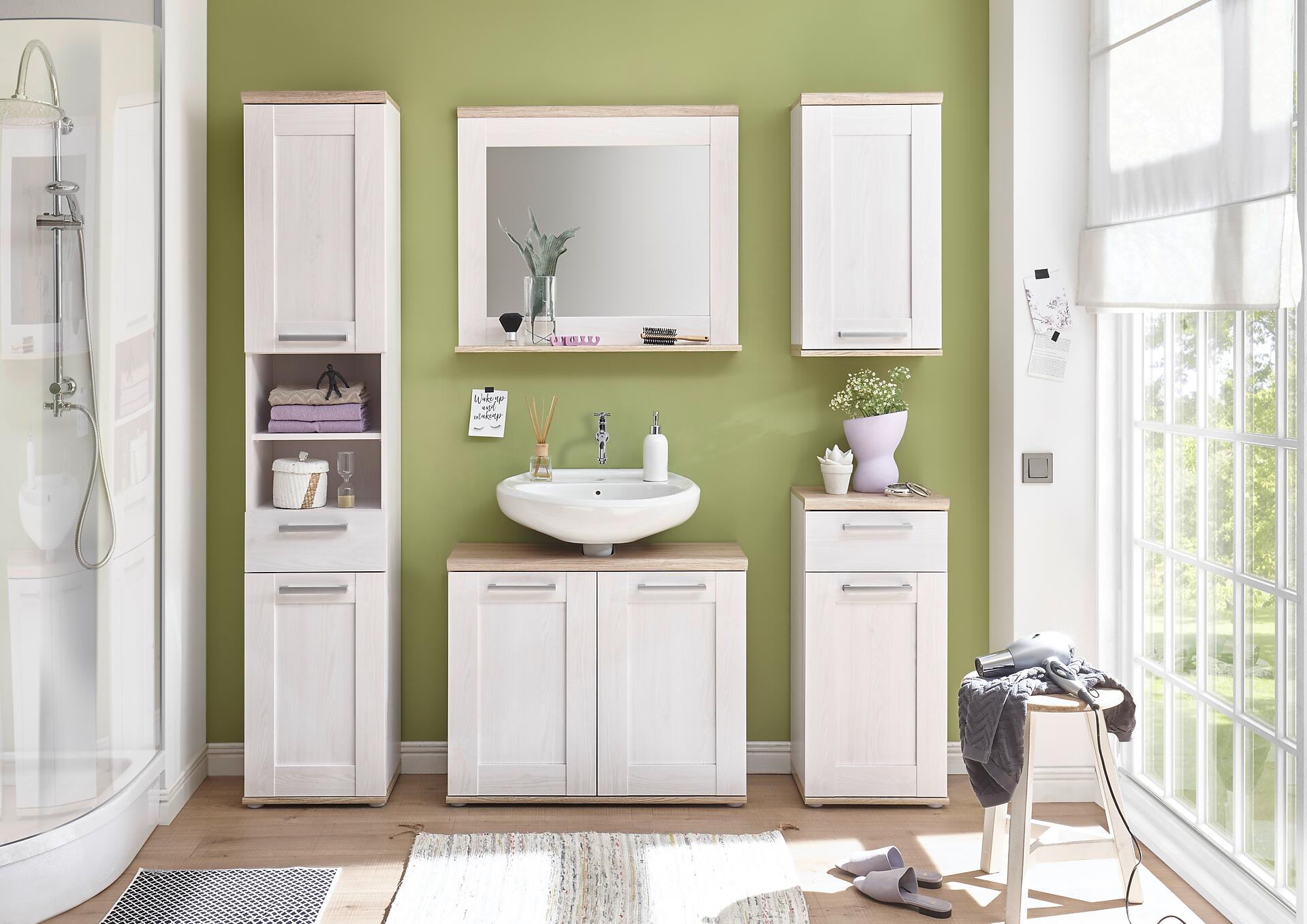 Waschbeckenunterschrank Romance Sibiu Lärche Nachbildung Eiche San-Remo Nachbildung B/H/T: ca. 80x66x32 cm