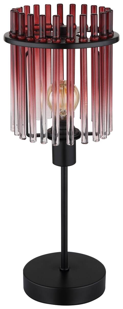 GLOBO Tischleuchte Gorley schwarz rot Metall Glas H/D: ca. 37,5x15 cm E14 1 Brennstellen