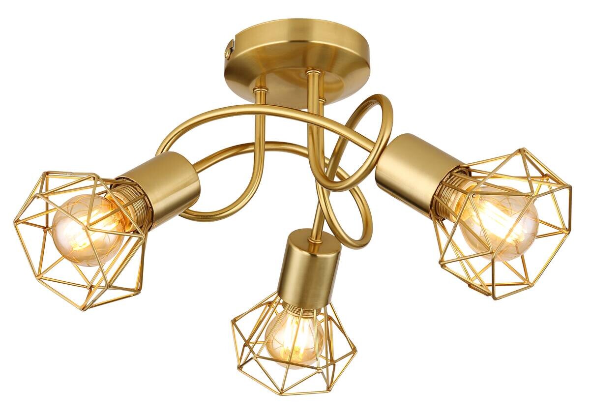 GLOBO Deckenleuchte gold Metall H/D: ca. 20x36 cm E14 3 Brennstellen