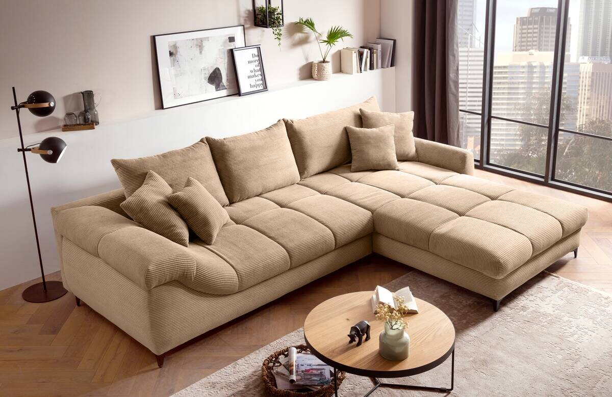 Ecksofa taupe Microfaser B/H/T: ca. 332x96x227 cm