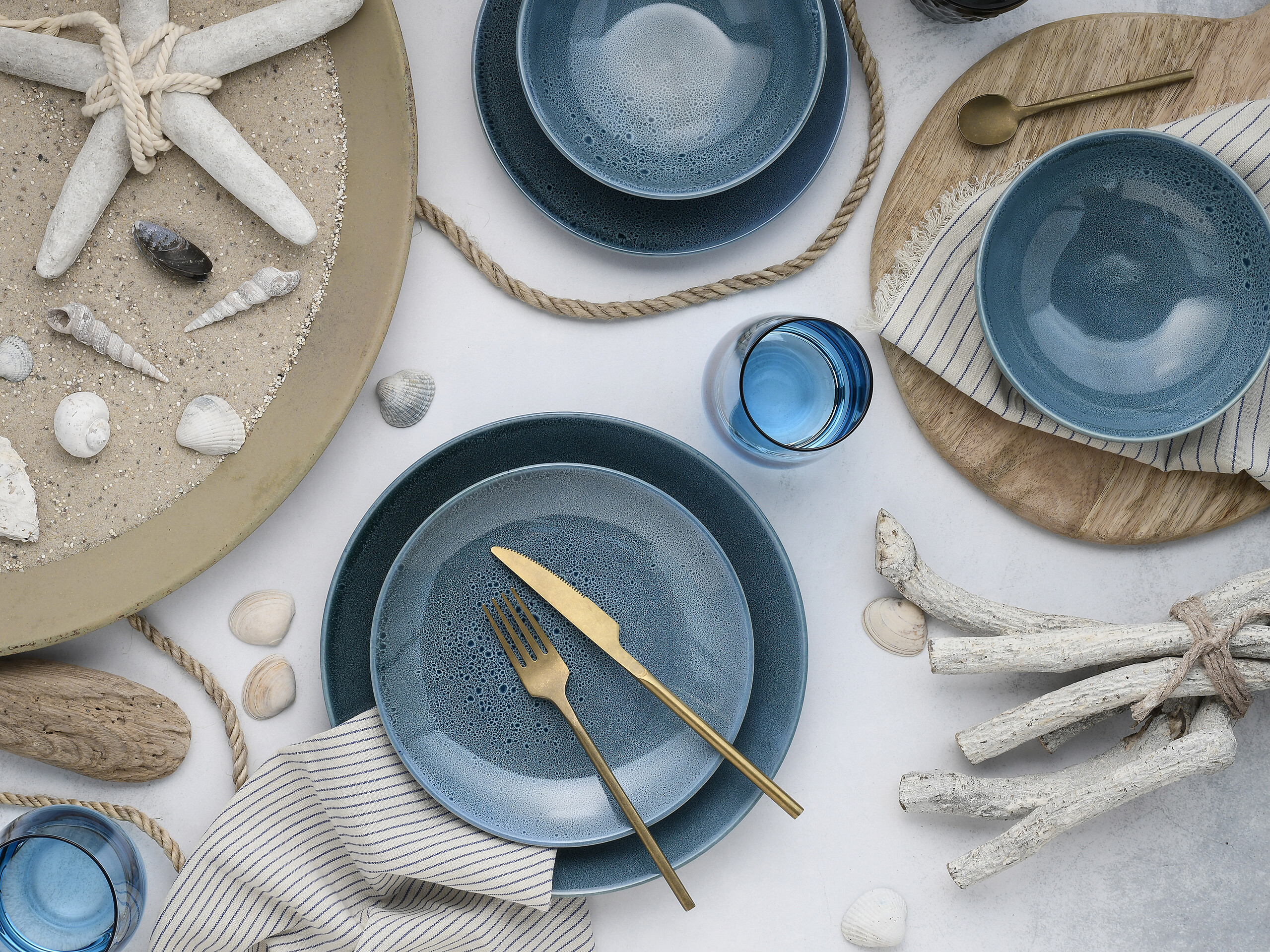 CreaTable Tafelservice Reactive BLUE petrol Keramik