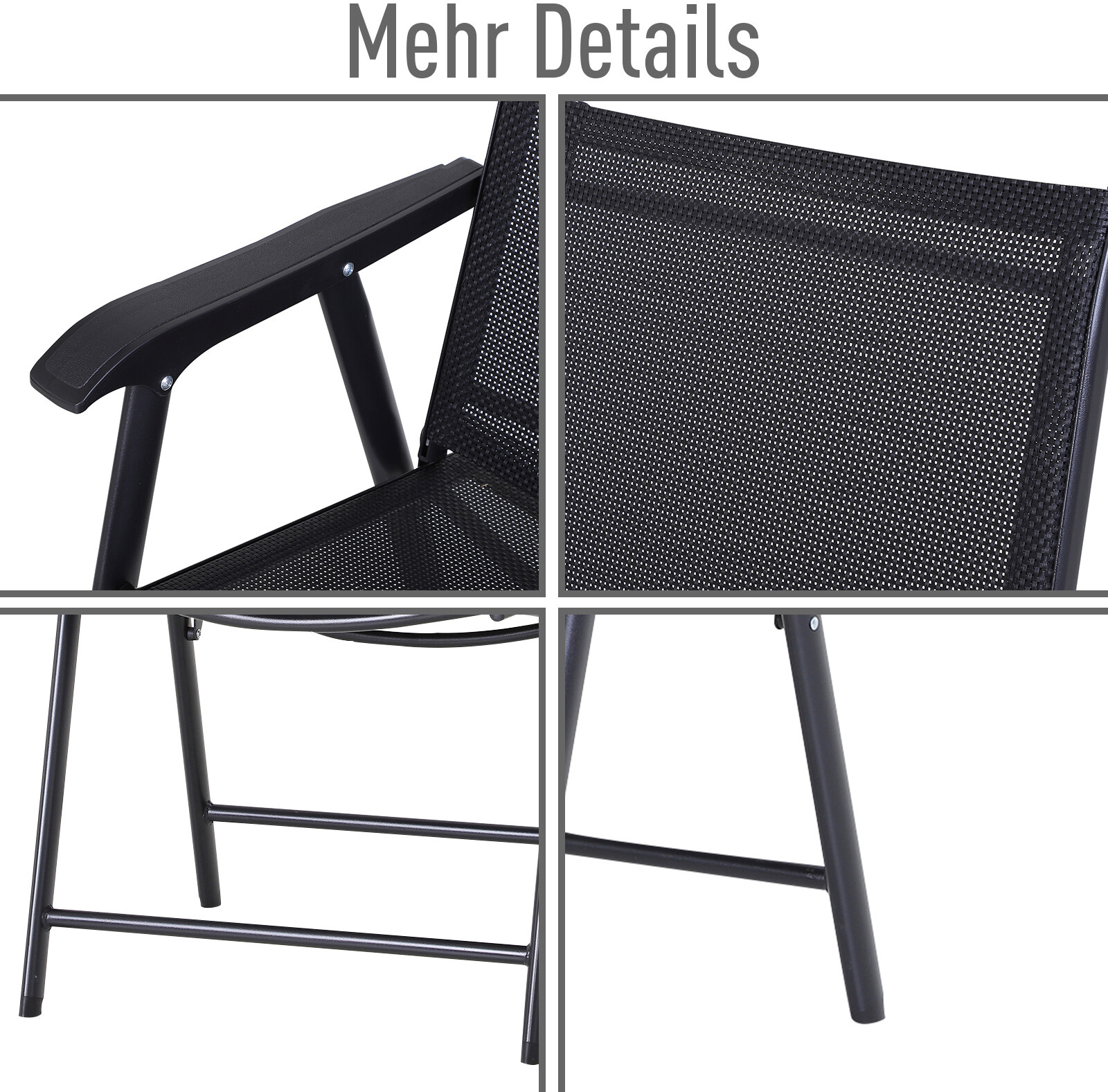 Outsunny Klappsessel grau Metall B/H/T: ca. 58x94x64 cm