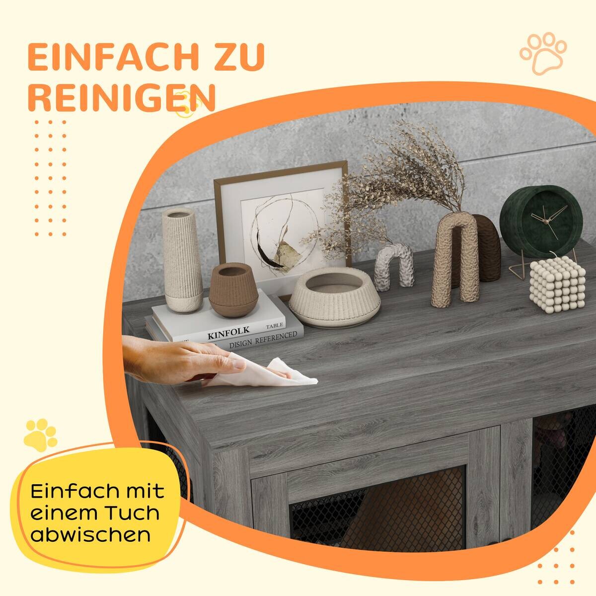 PawHut Hundekäfig grau Spanplatte B/H/L: ca. 60x71,5x94 cm