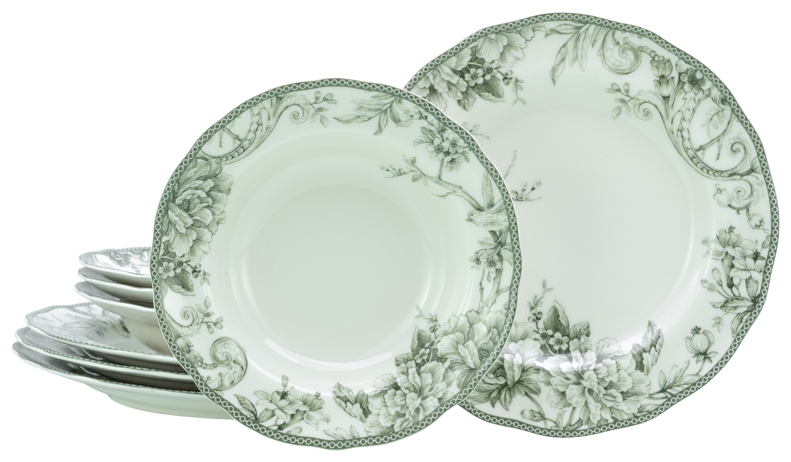 CreaTable Tafelservice Adelaide Grün grün Porzellan 8 tlg. CreaTable Tafelservice Adelaide Grün grün Porzellan 8 tlg.