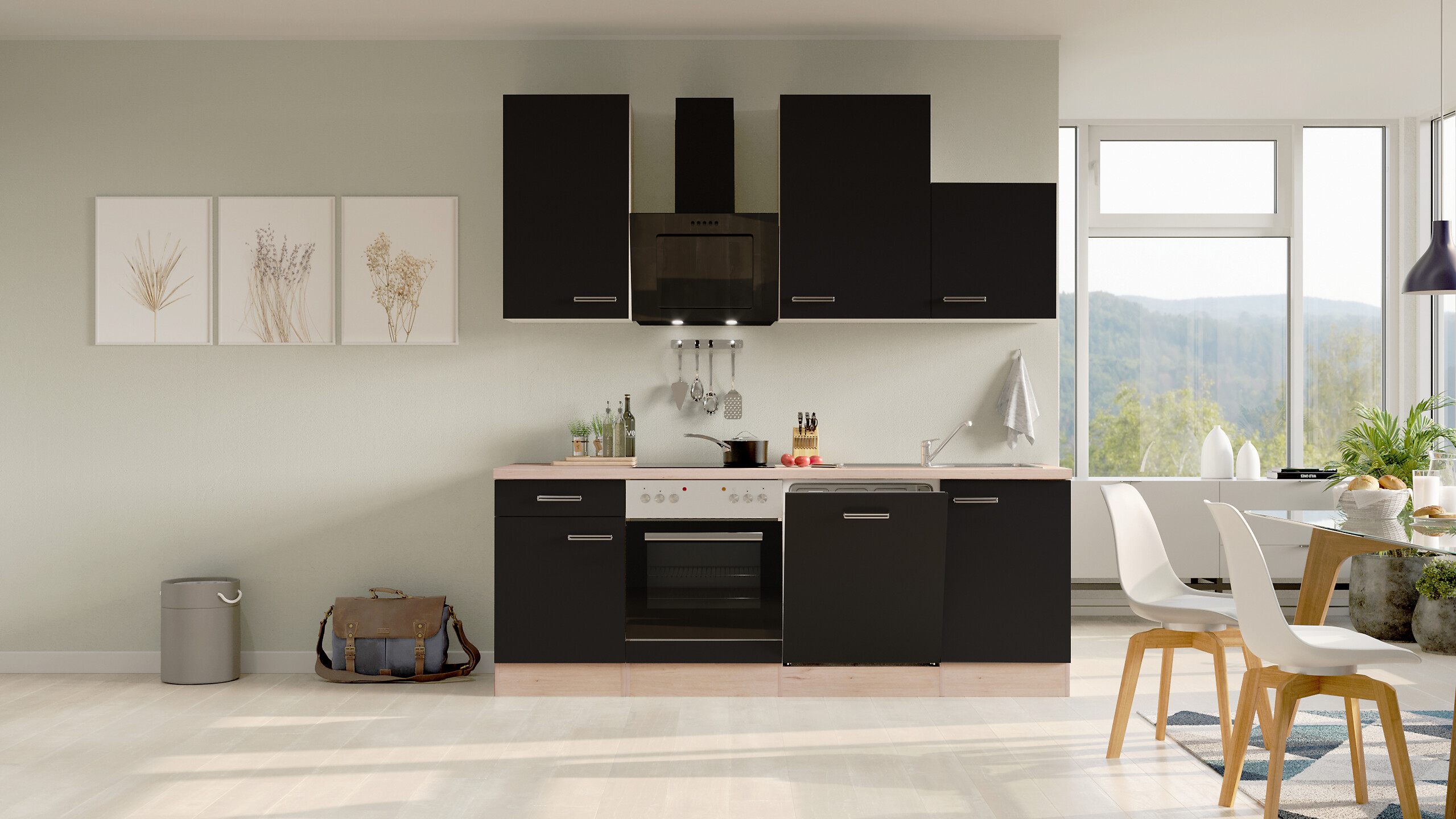 Küchenblock Elva anthrazit strukturiert B/H/T: ca. 220x234x60 cm