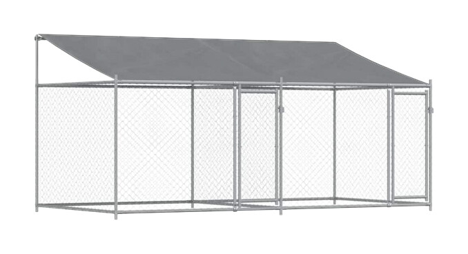 vidaXL Hundekäfig grau Stahl