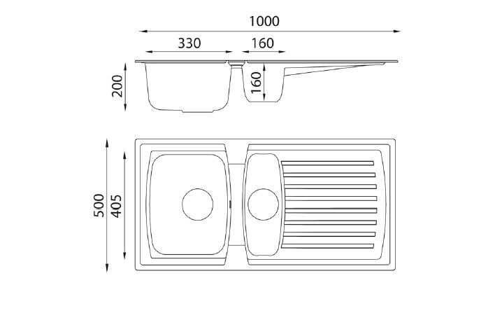 Respekta Einbauspüle Boston 100 x 50 B sandbeige Mineralite B/H/T: ca. 100x20x50 cm