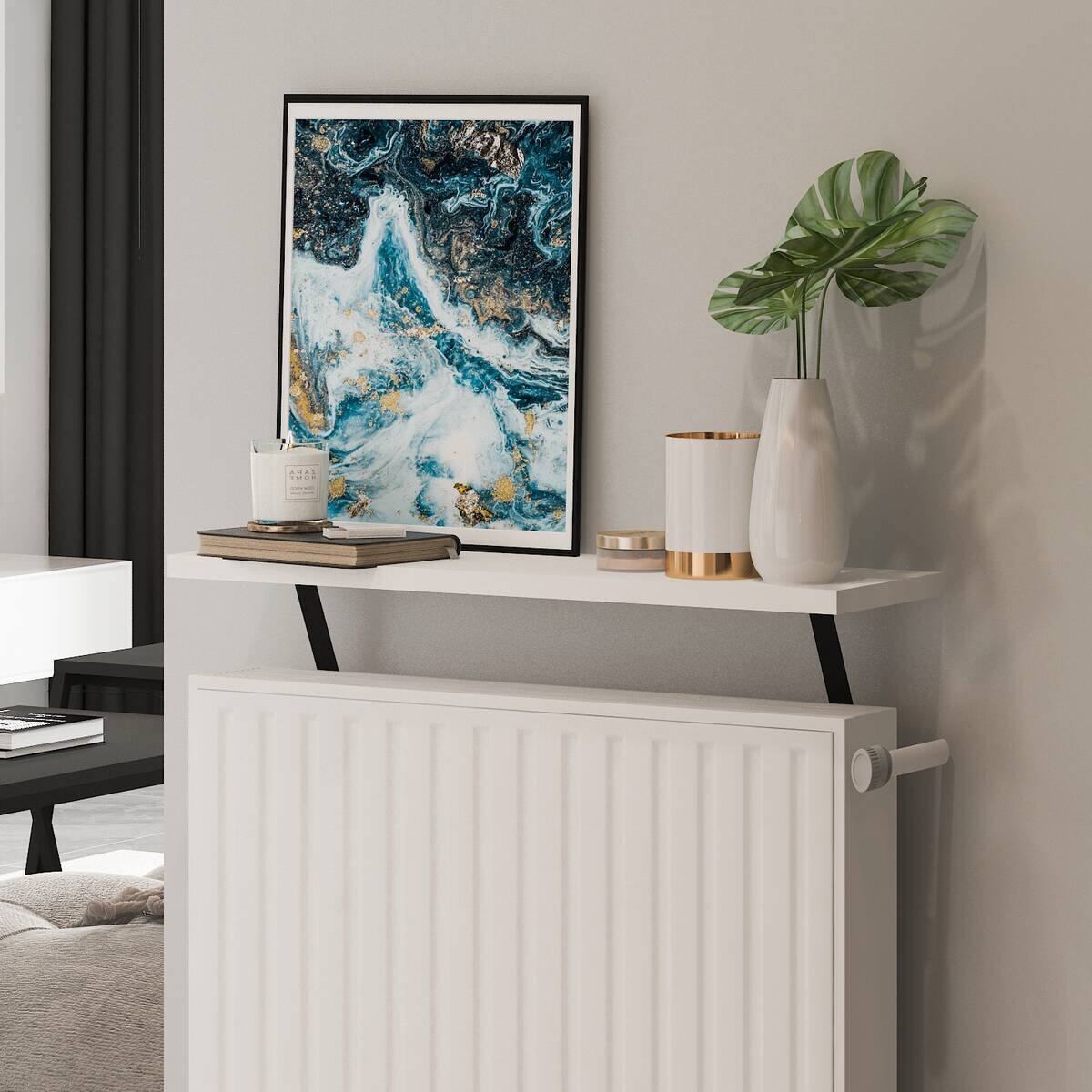 Regalhalter Adin weiß B/H/T: ca. 60x21,5x18 cm