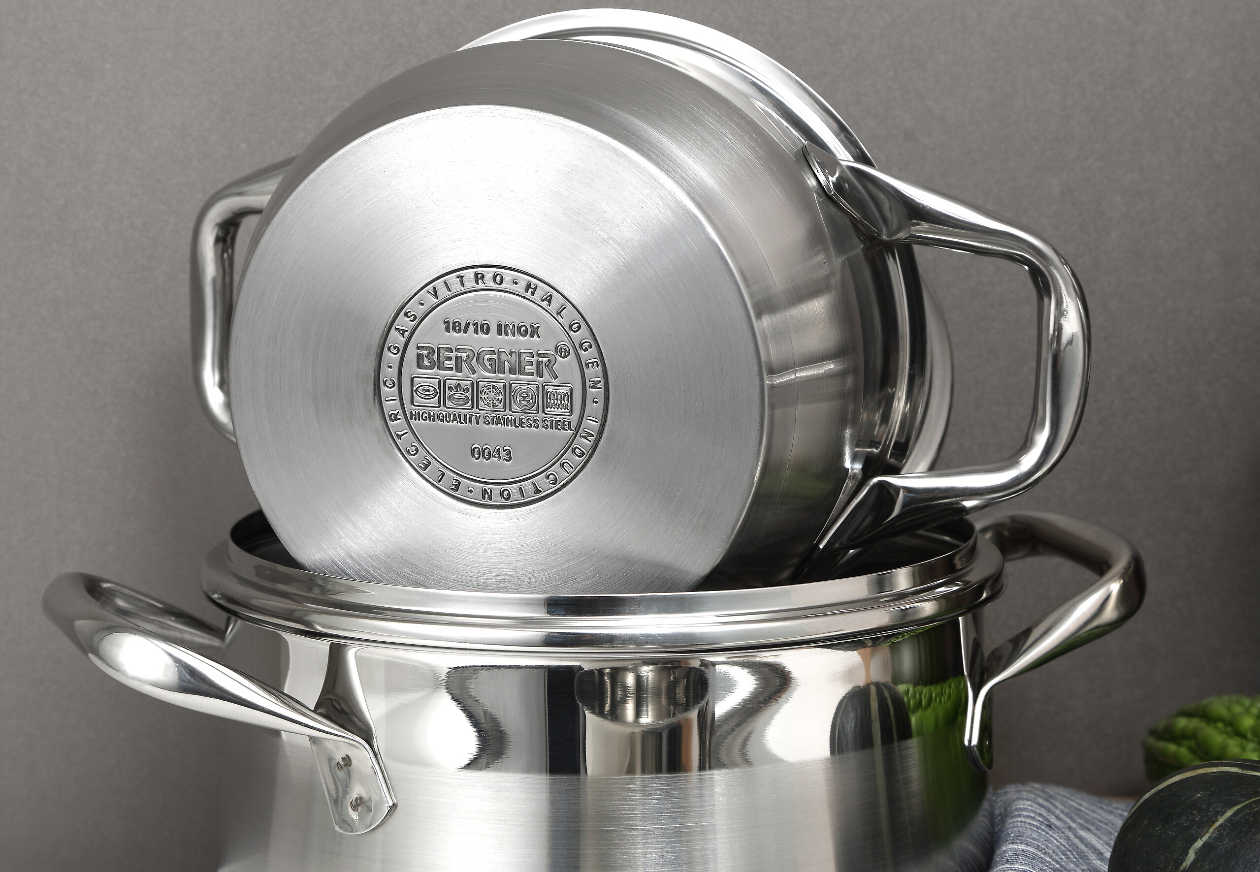 BERGNER Kasserolle GOURMET silber Edelstahl B/H/L: ca. 17,6x11,7x25,3 cm